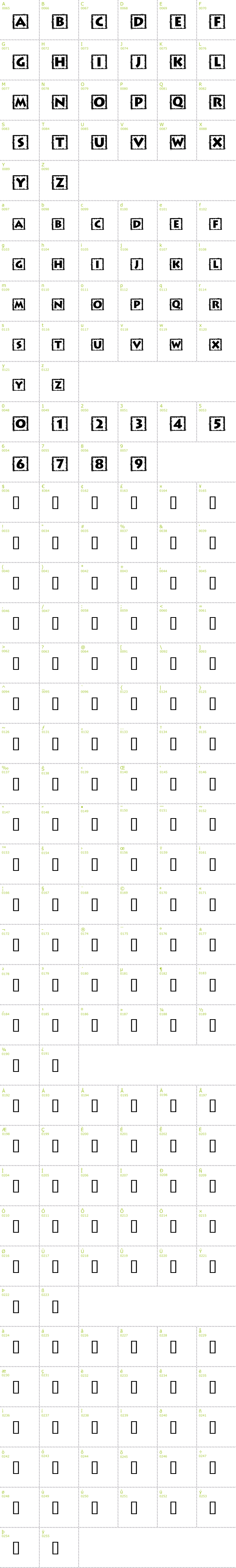 Full CharMap: Taco Box font