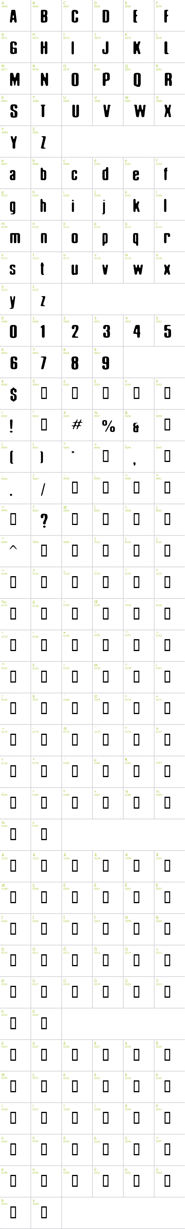 Full CharMap: Elliot Swonger font