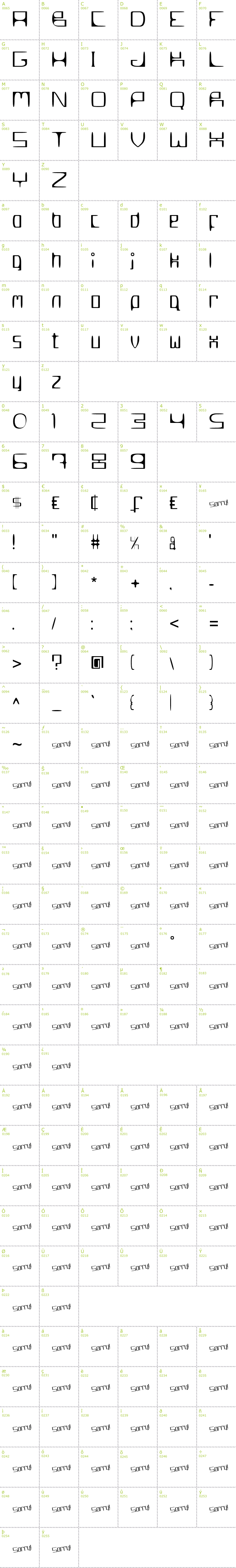 Full CharMap: MetroSlum font