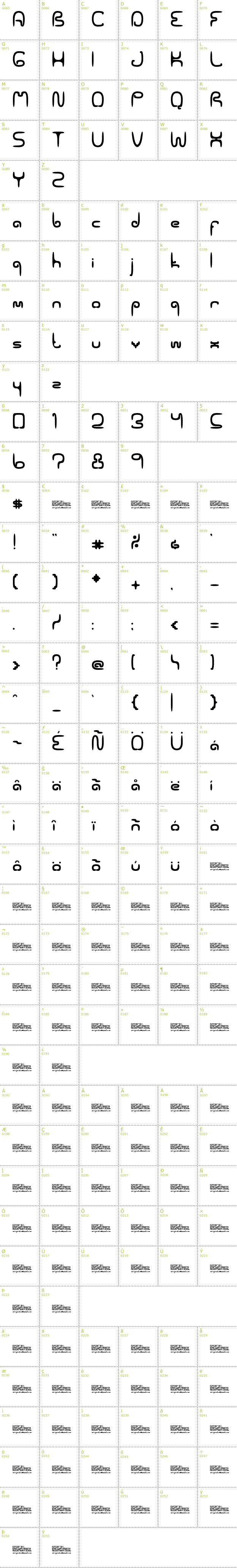 Full CharMap: Spaceworm 02 font