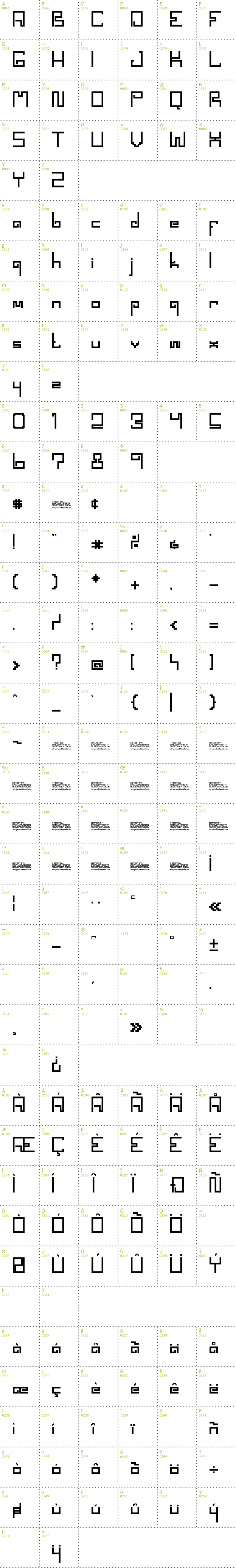 Full CharMap: Spaceworm font