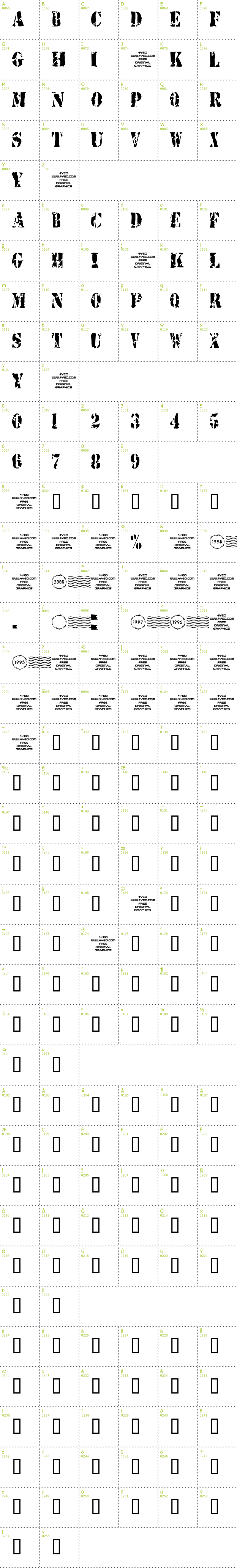 Full CharMap: 4YEOstamp font