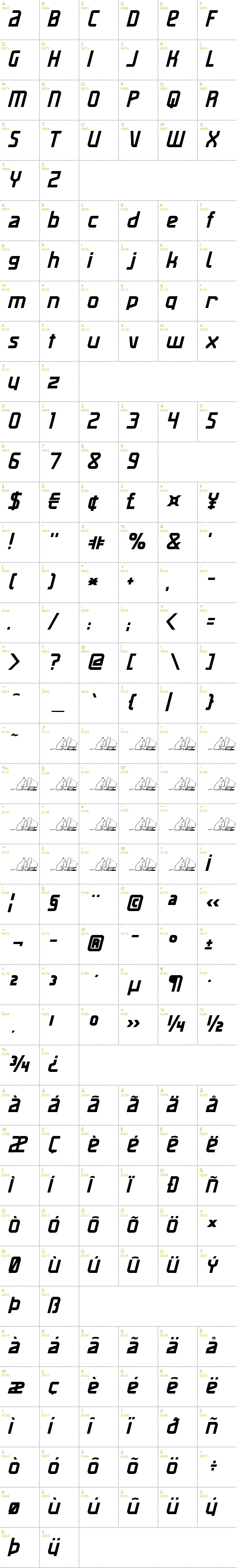 Full CharMap: Maas Slicer font