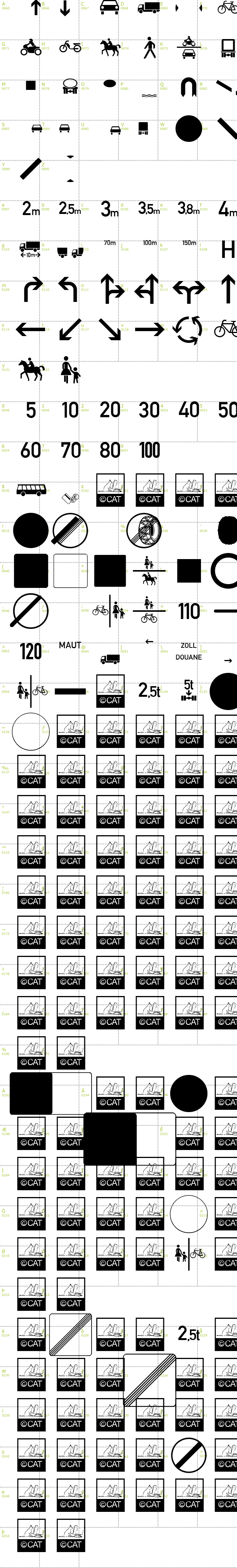 Full CharMap: Zeichen Zweihundert font