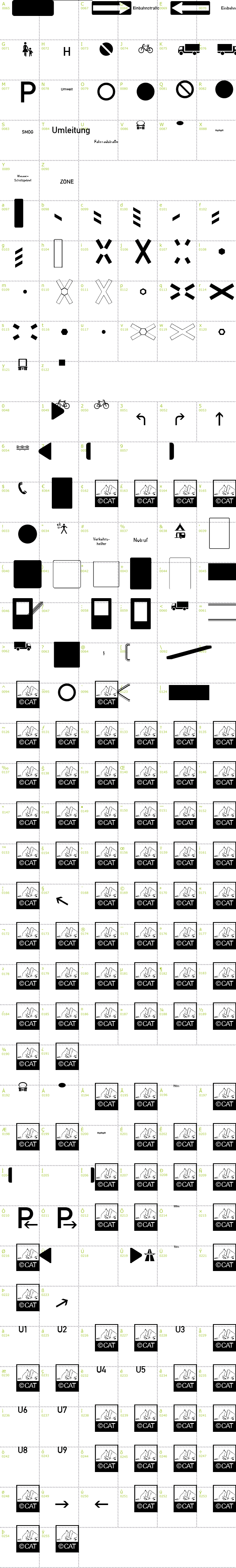 Full CharMap: Zeichen Dreihundert font
