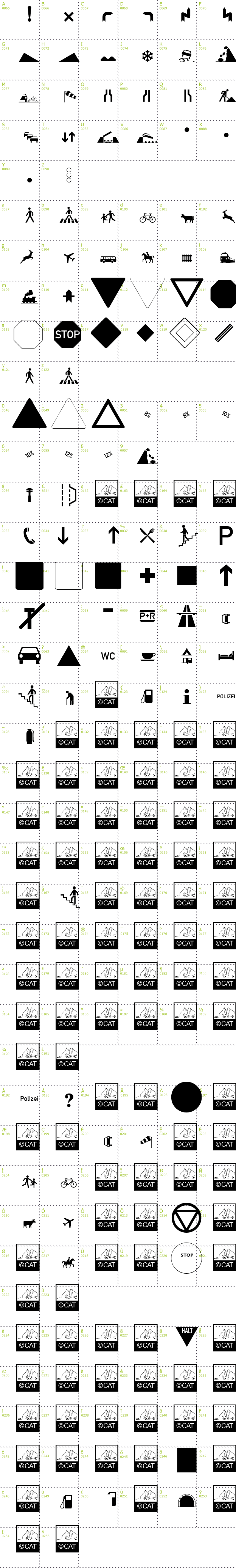 Full CharMap: Zeichen Hundert font