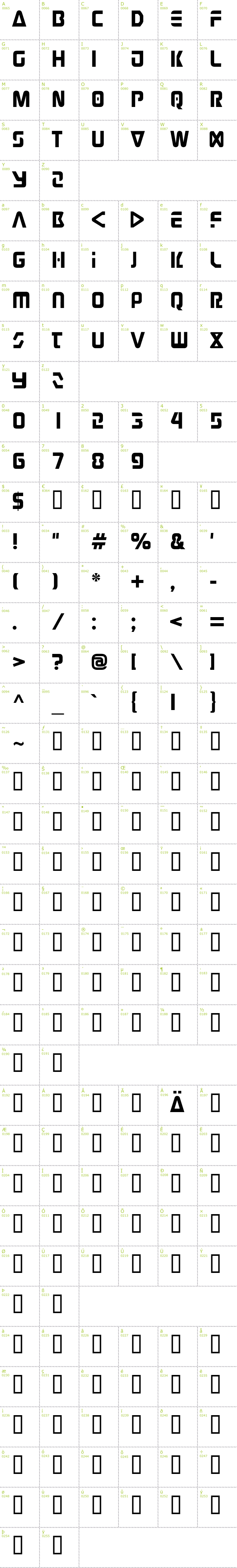 Full CharMap: Judge font