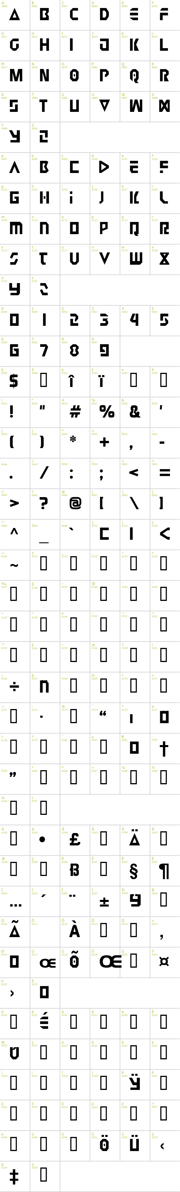 Full CharMap: Judge 2 font