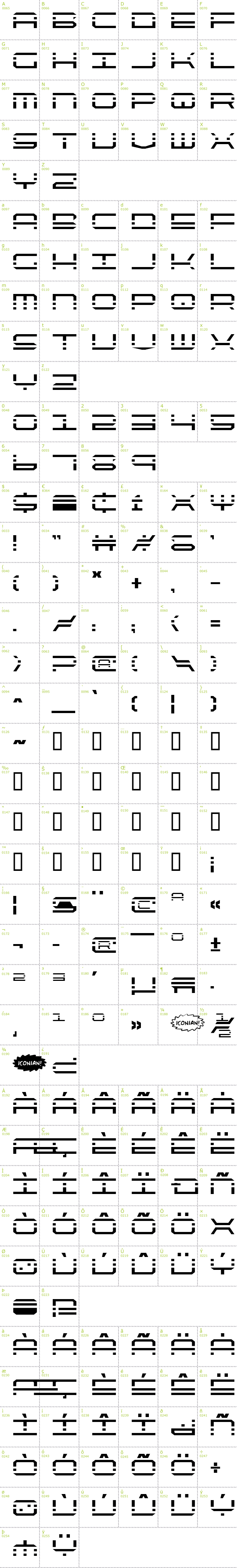 Full CharMap: QuickQuick font
