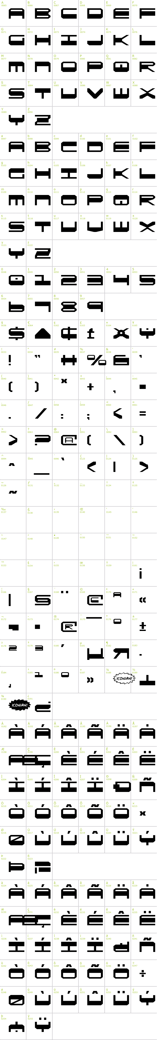Full CharMap: QuickGear font