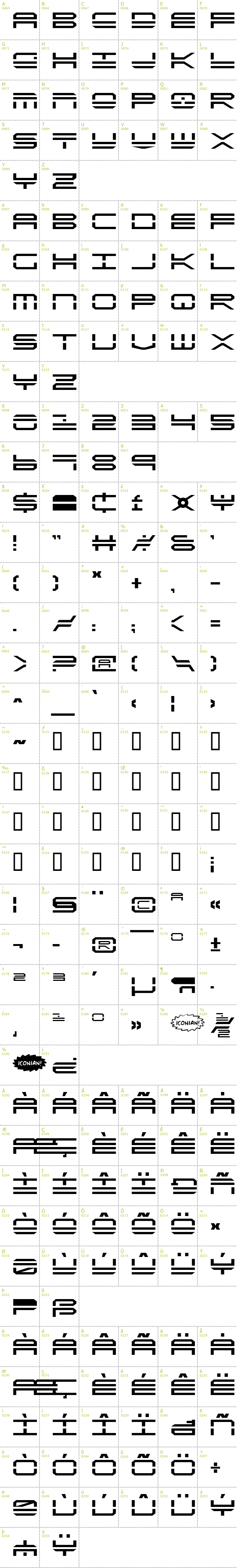 Full CharMap: QuickStrike font