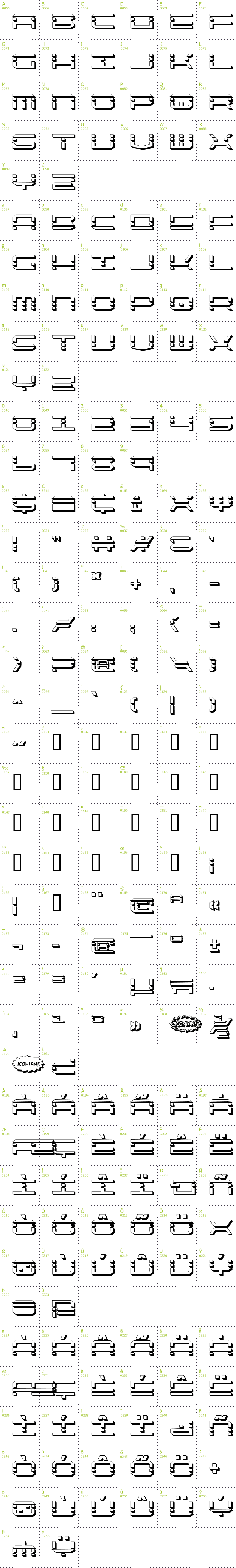Full CharMap: QuickQuick Shadow font
