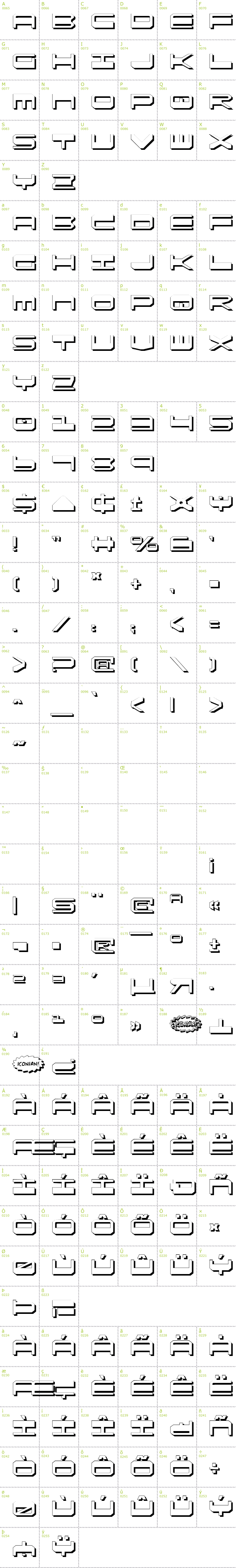 Full CharMap: QuickGear Shadow font