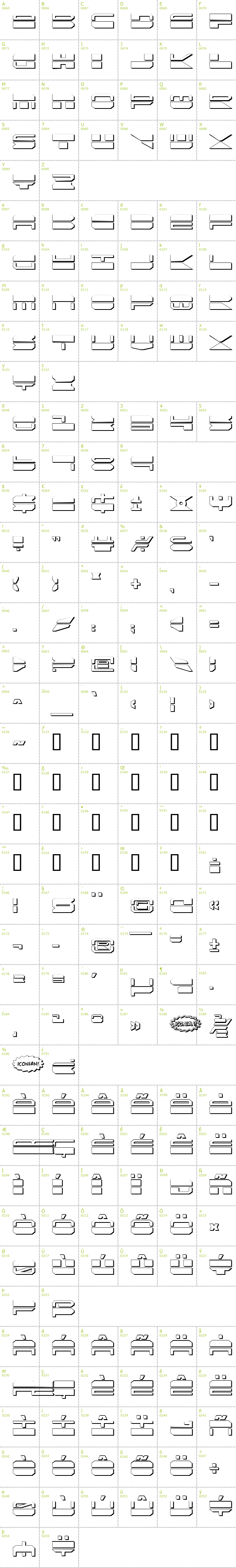 Full CharMap: QuickMark Shadow font