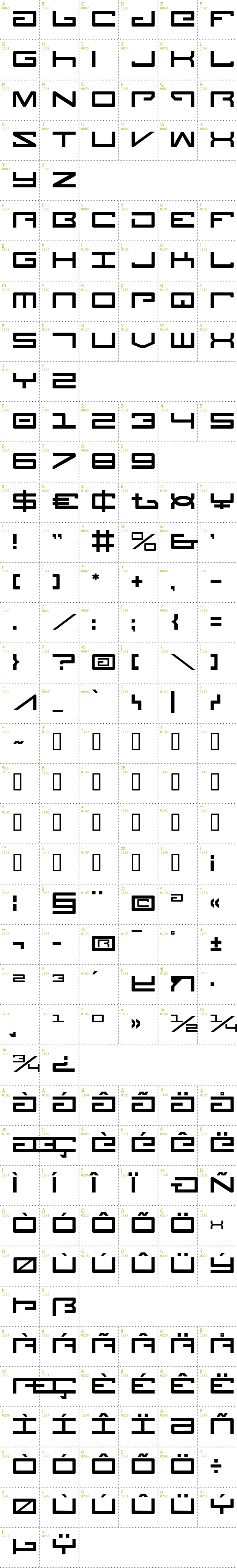 Full CharMap: Legion font