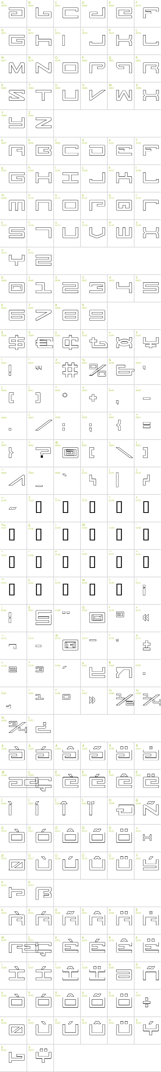 Full CharMap: Legion Outline font