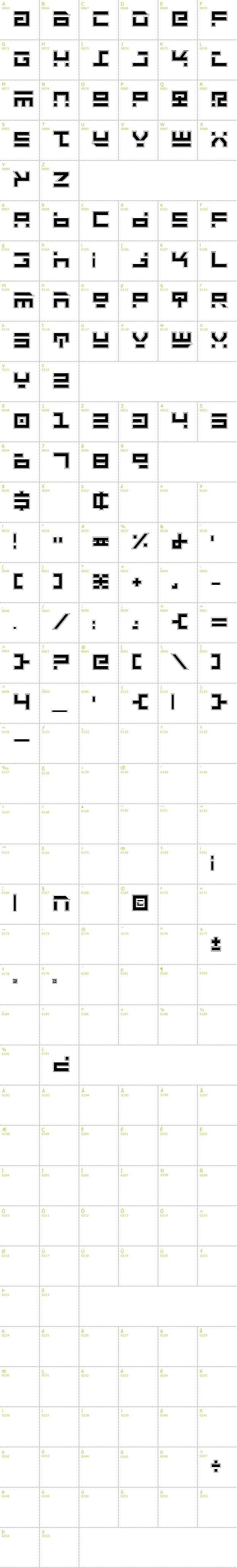 Full CharMap: Rocket Type Pro font