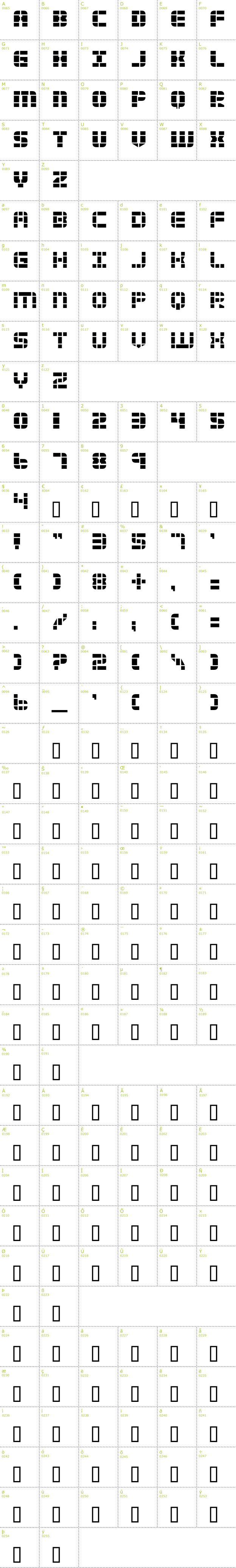 Full CharMap: 2 Tech font