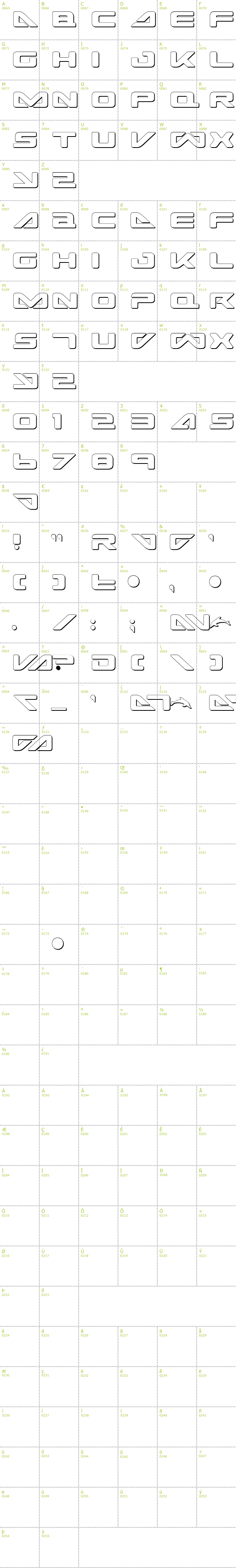 Full CharMap: Sea Dog 2001 Shadow font