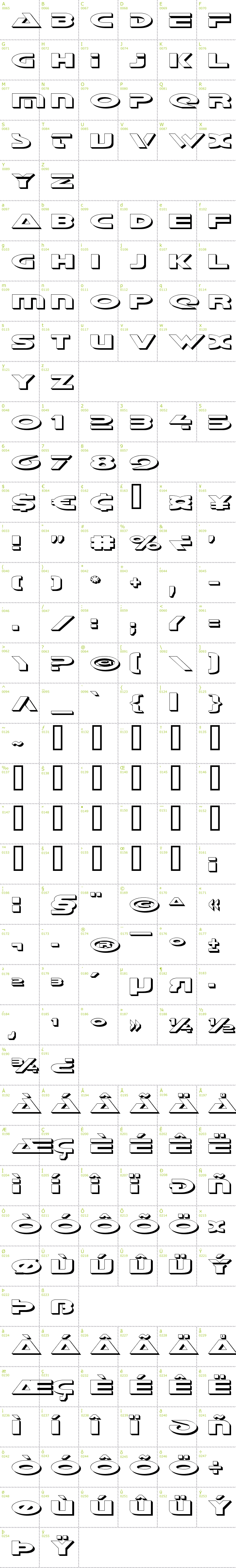 Full CharMap: Galant Shadow font
