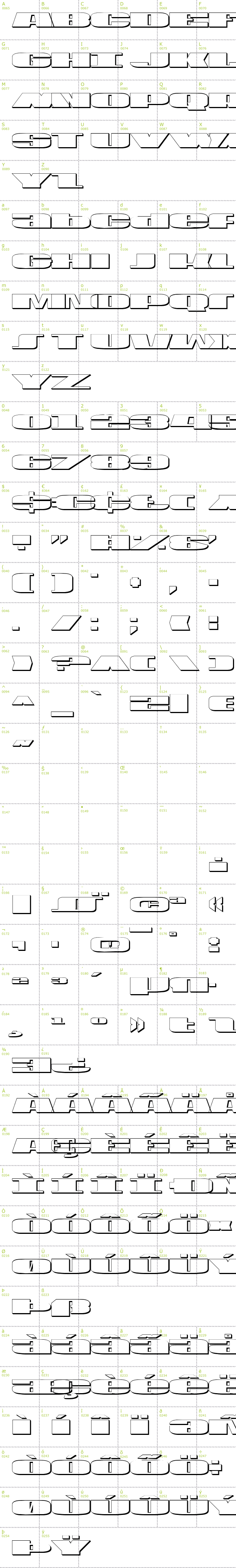 Full CharMap: USA Shadow font