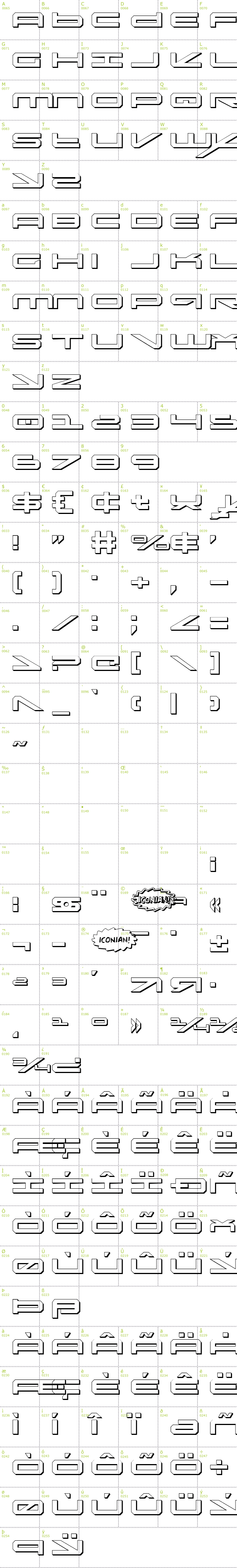 Full CharMap: Oramac Shadow font