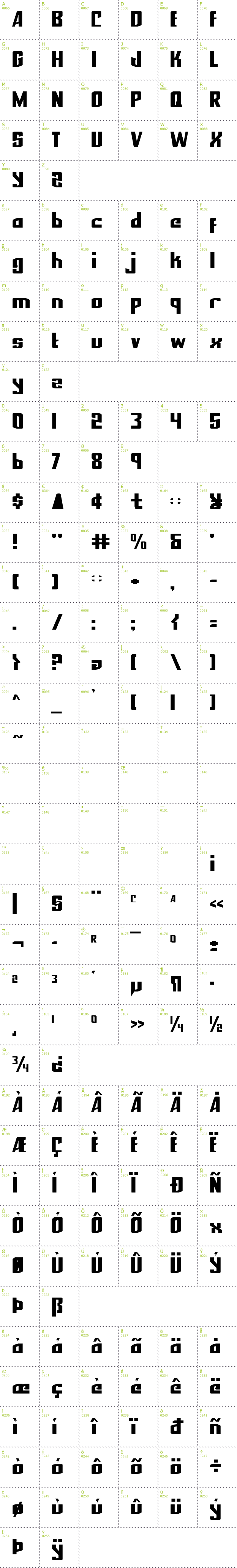 Full CharMap: National Express font
