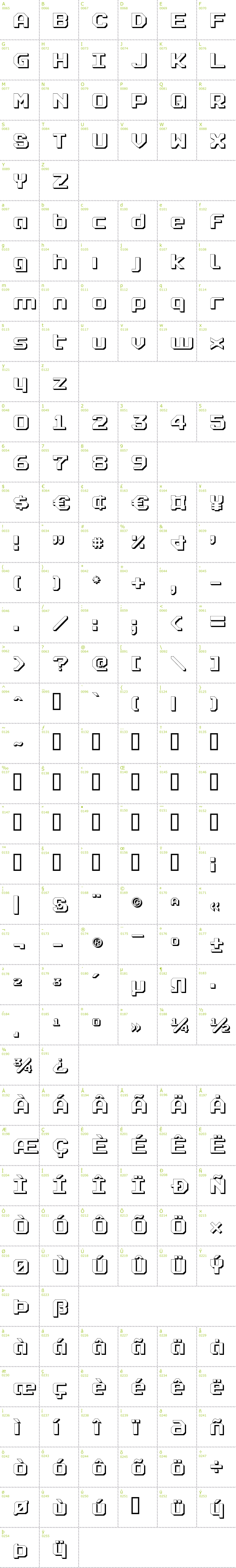 Full CharMap: Realpolitik Shadow font