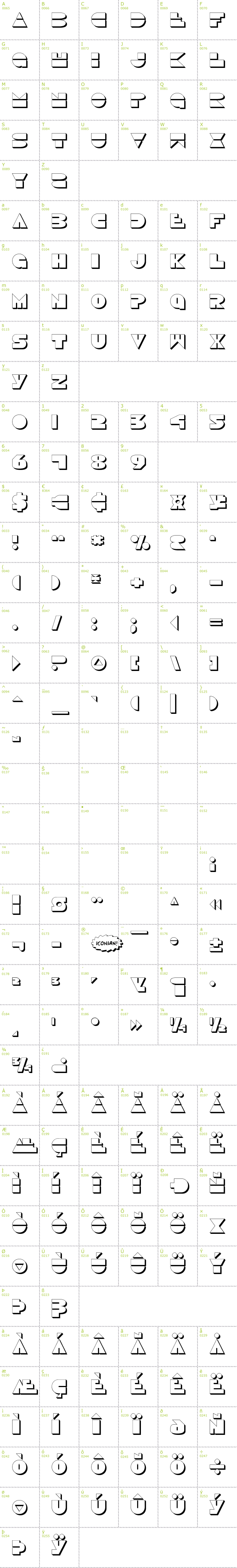 Full CharMap: Disco Duck 3D font