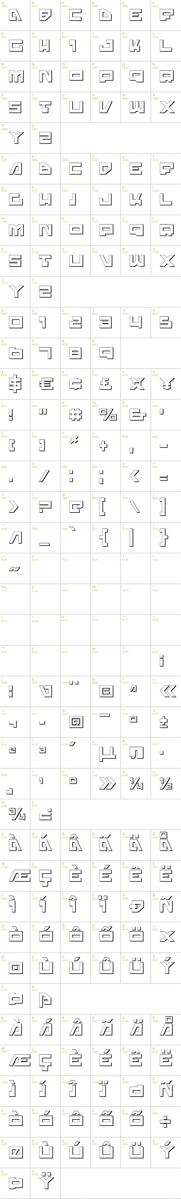 Full CharMap: Trajia Shadow font