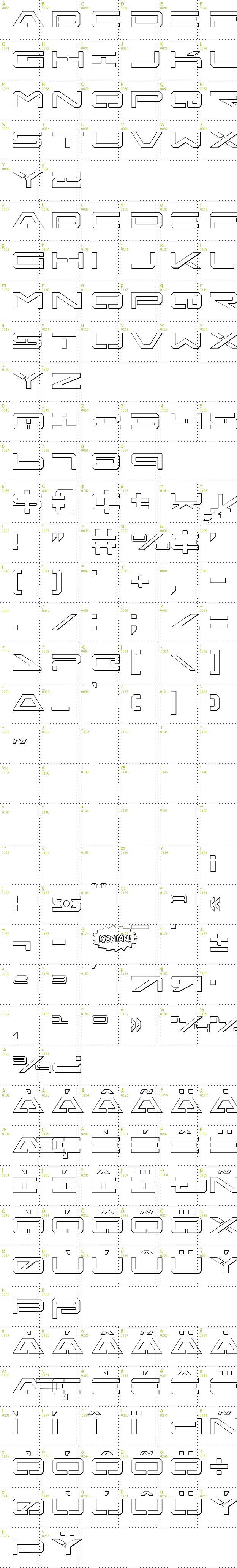 Full CharMap: Free Agent 3D font