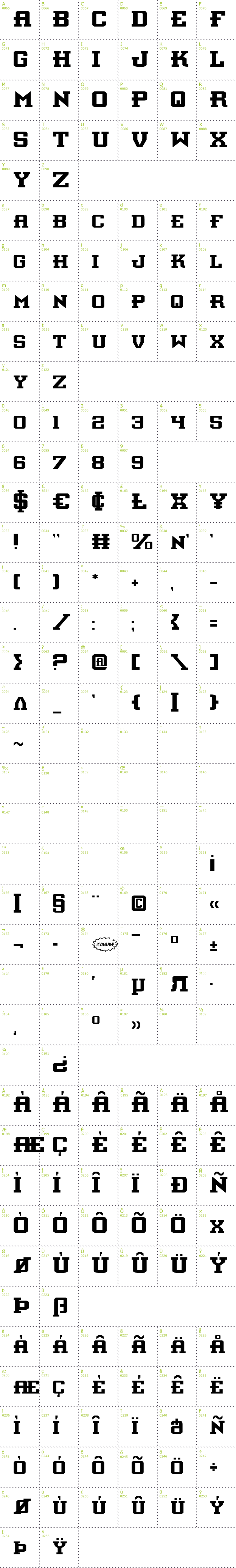Full CharMap: Interceptor font