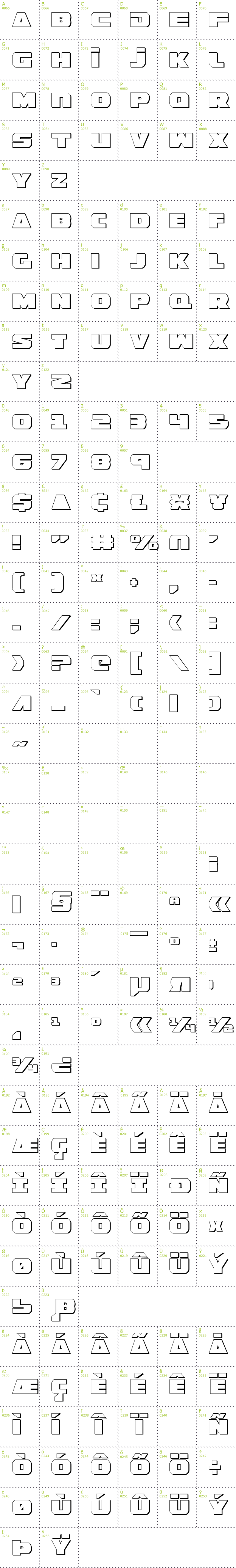 Full CharMap: Guardian Shadow font