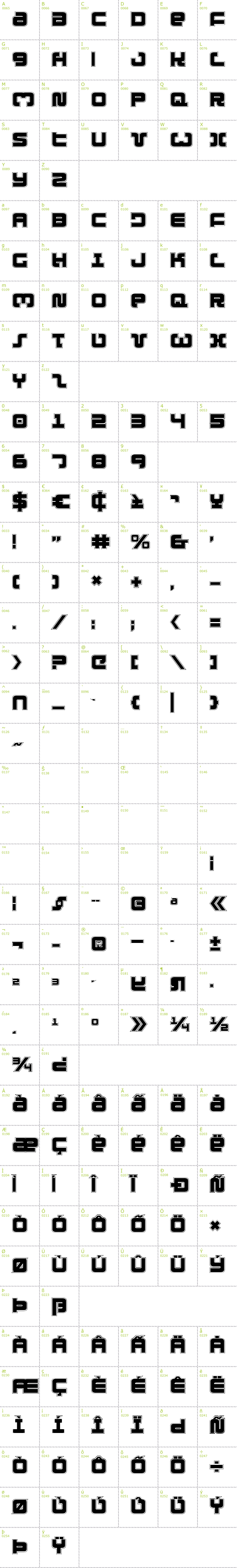 Full CharMap: Exedore College font