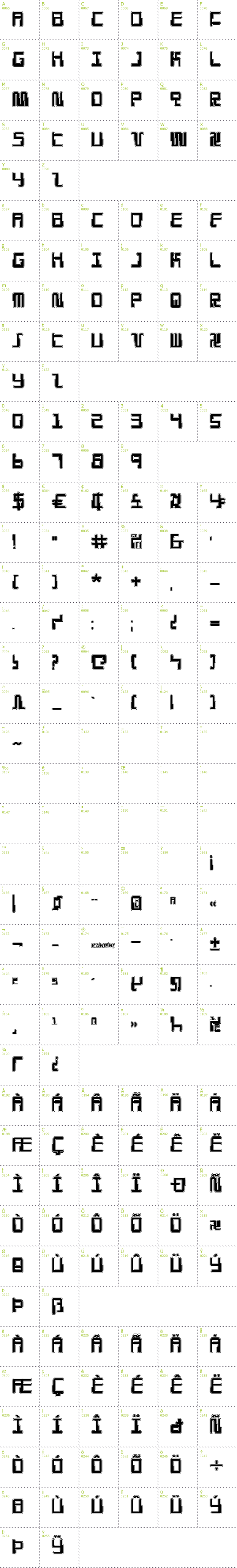 Full CharMap: Droid Lover Pro font