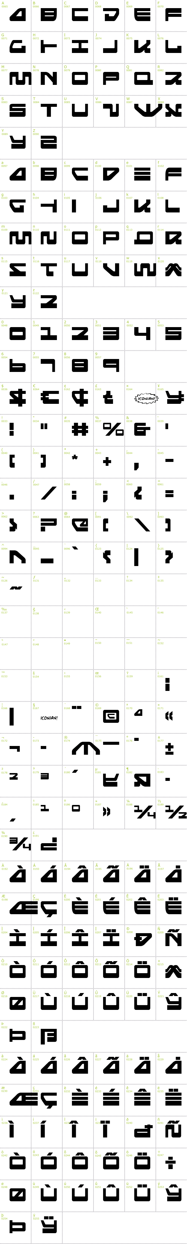Full CharMap: Searider Falcon font