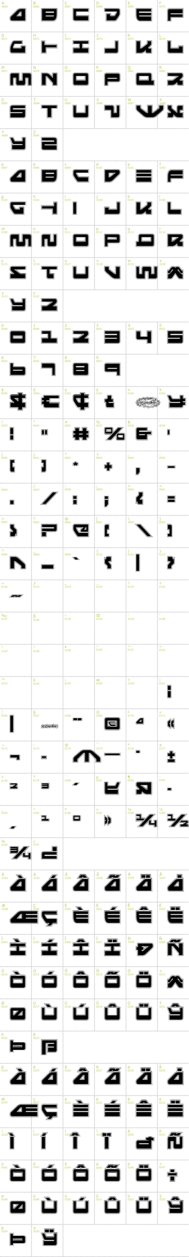 Full CharMap: Searider Falcon Pro font