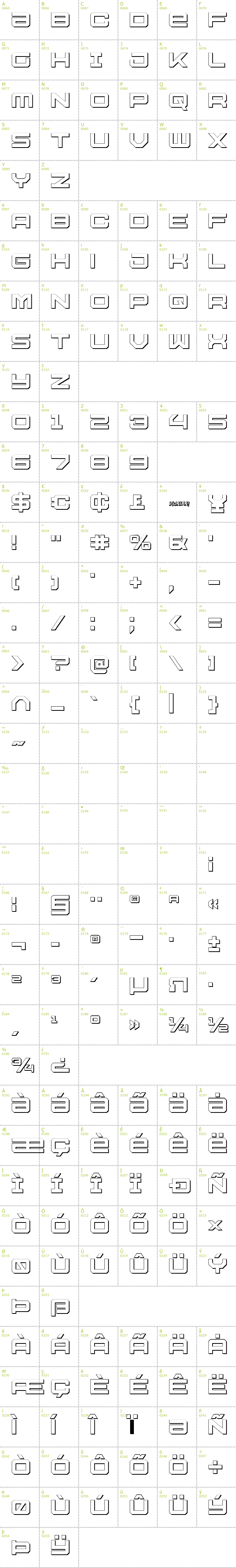 Full CharMap: USS Dallas Outline font