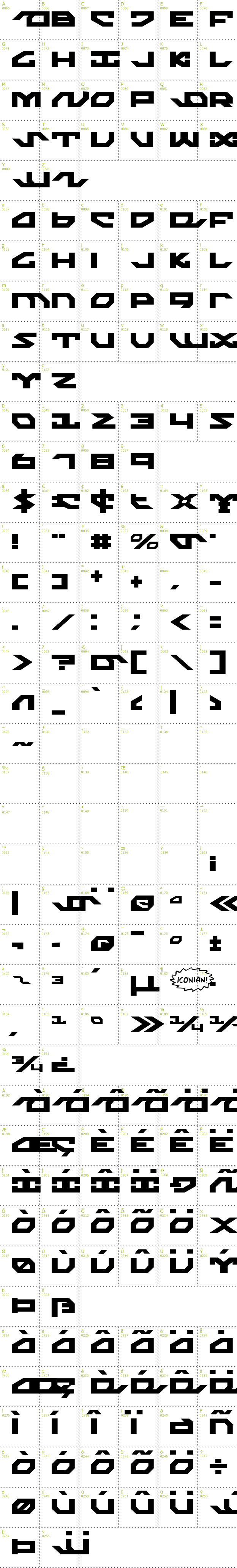 Full CharMap: Nightrunner font