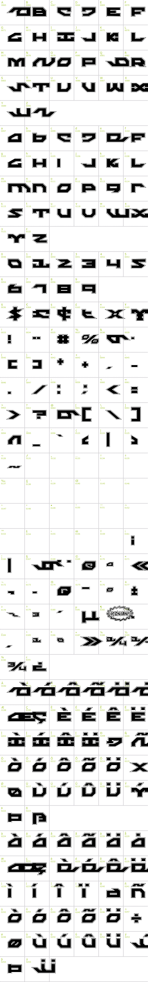 Full CharMap: Nightrunner Pro font