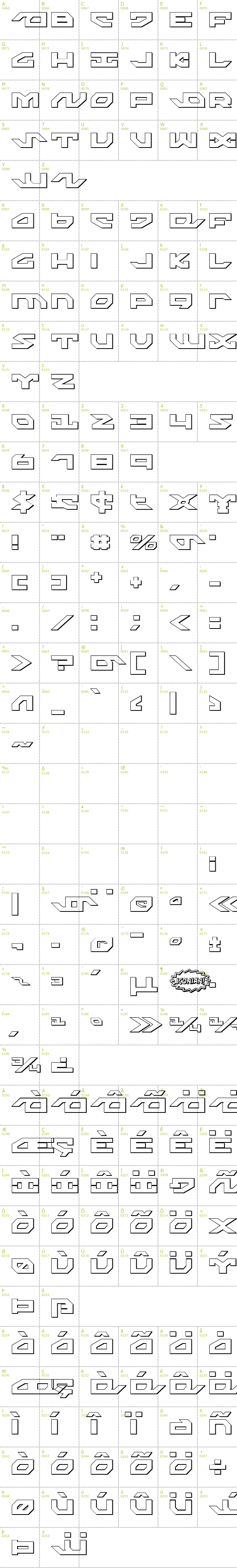 Full CharMap: Nightrunner Shadow font