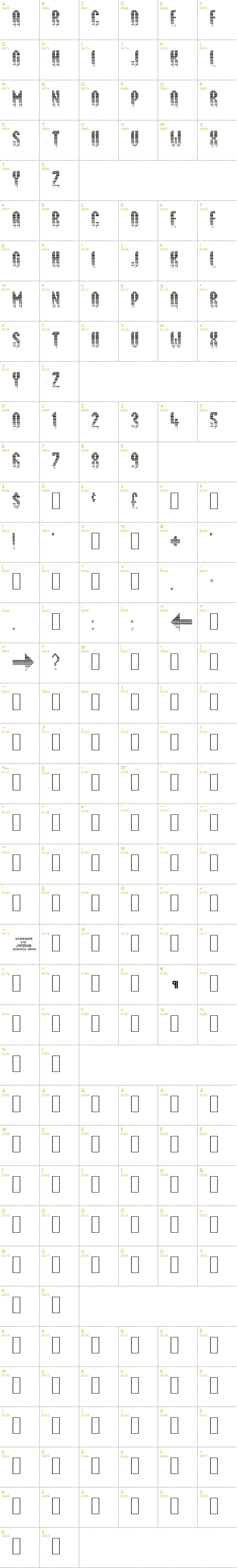 Full CharMap: Delusion font