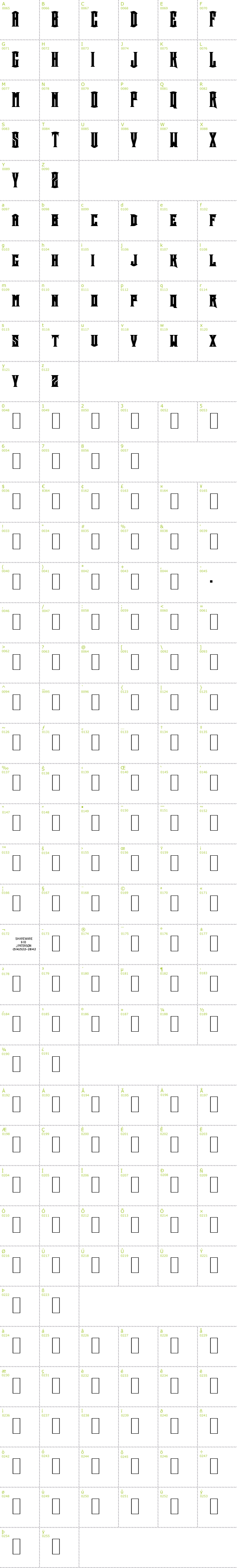Full CharMap: Crown Title font