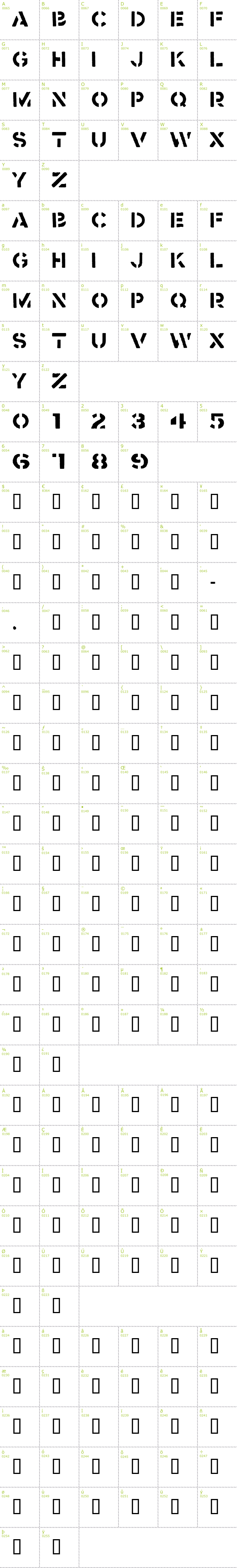 Full CharMap: Crass font