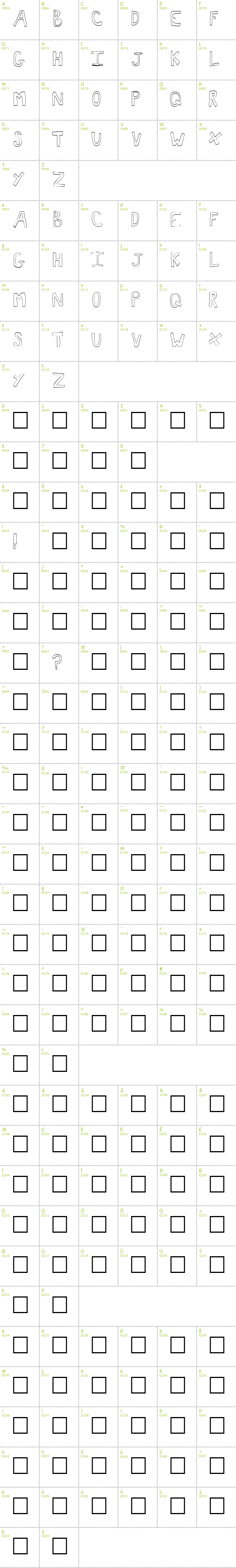 Full CharMap: Toast font