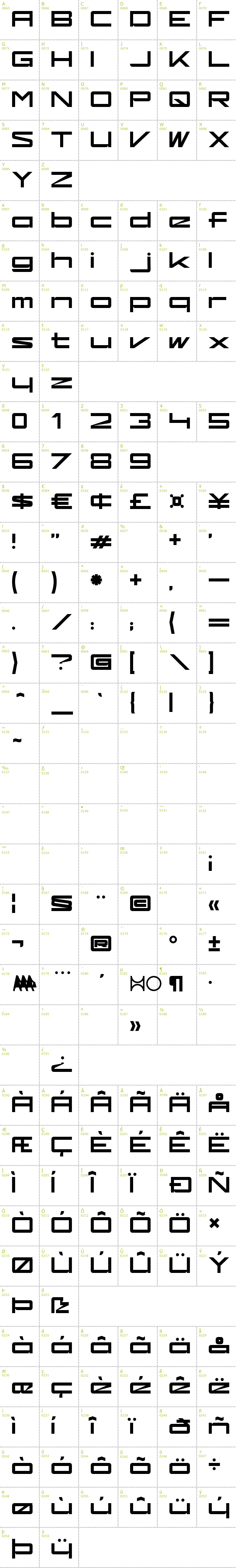 Full CharMap: Kaufhalle font