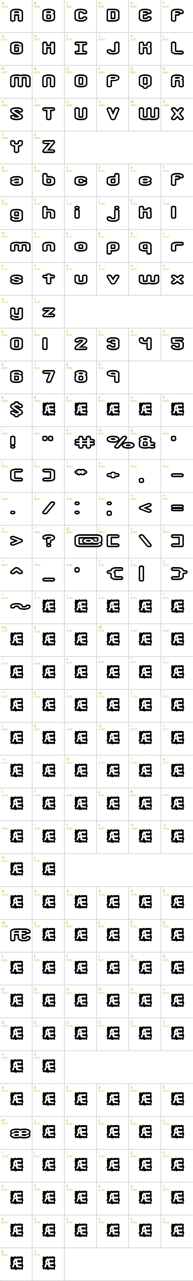 Full CharMap: Crackdown O2 BRK font