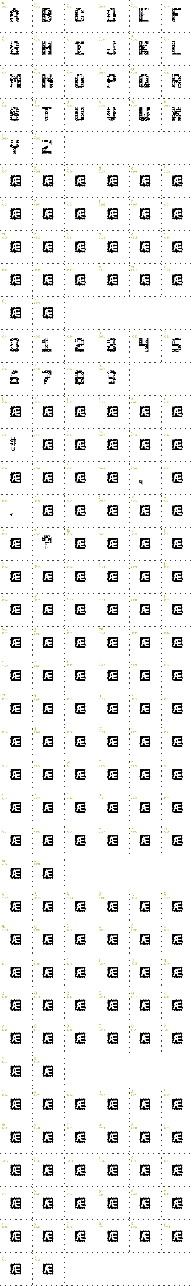 Full CharMap: Tetricide BRK font