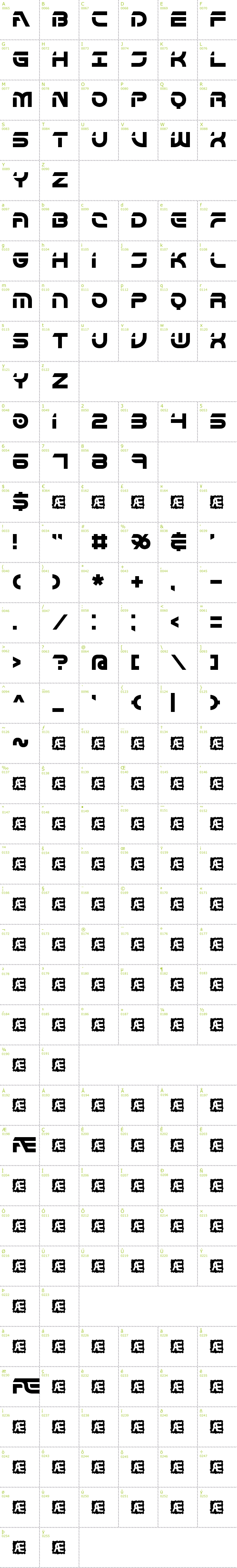 Full CharMap: Flipside BRK font