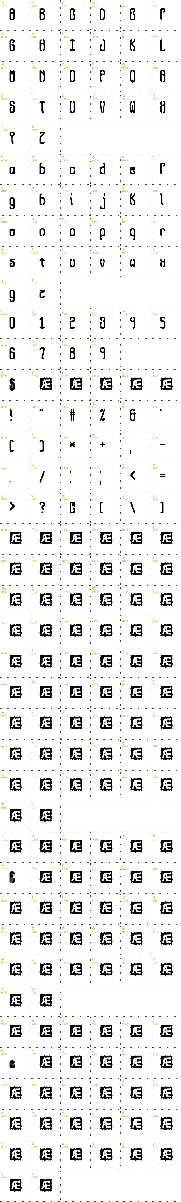 Full CharMap: Queasy BRK font